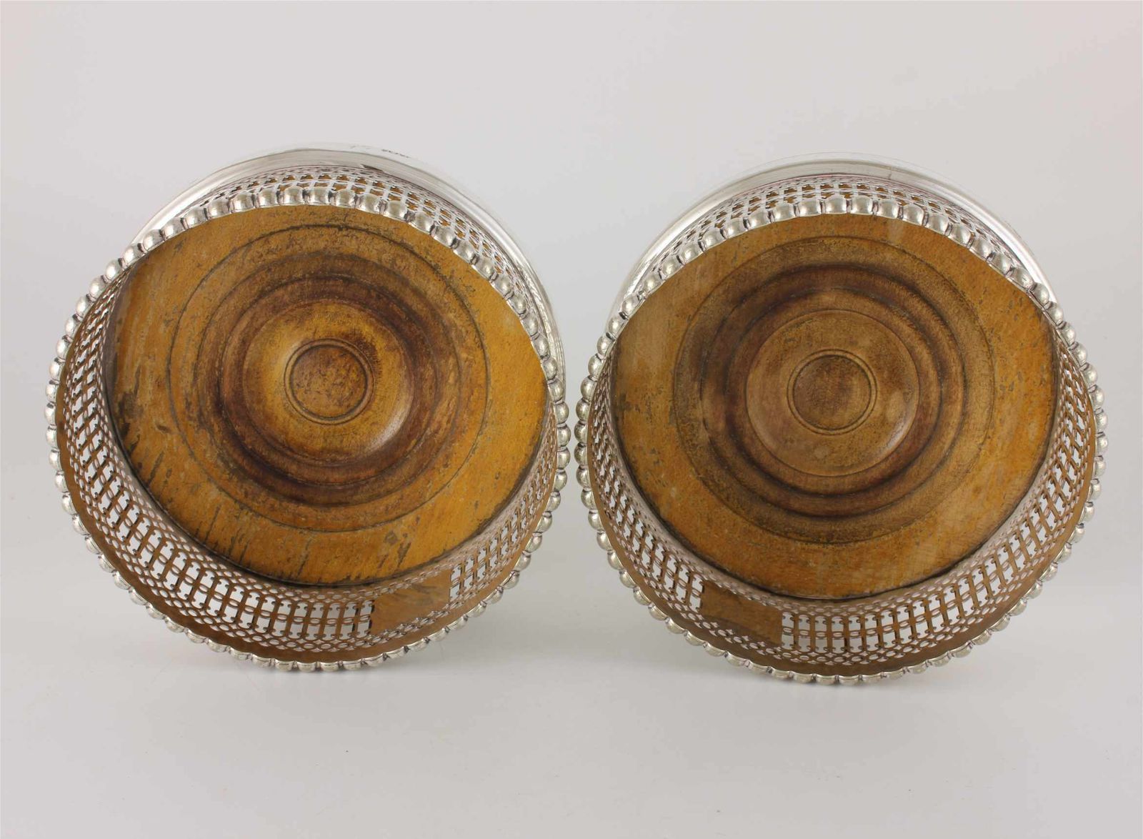 Pair Large Wine Bottle Coasters. Silver Plate Champagne Holders. C1850. photo buy