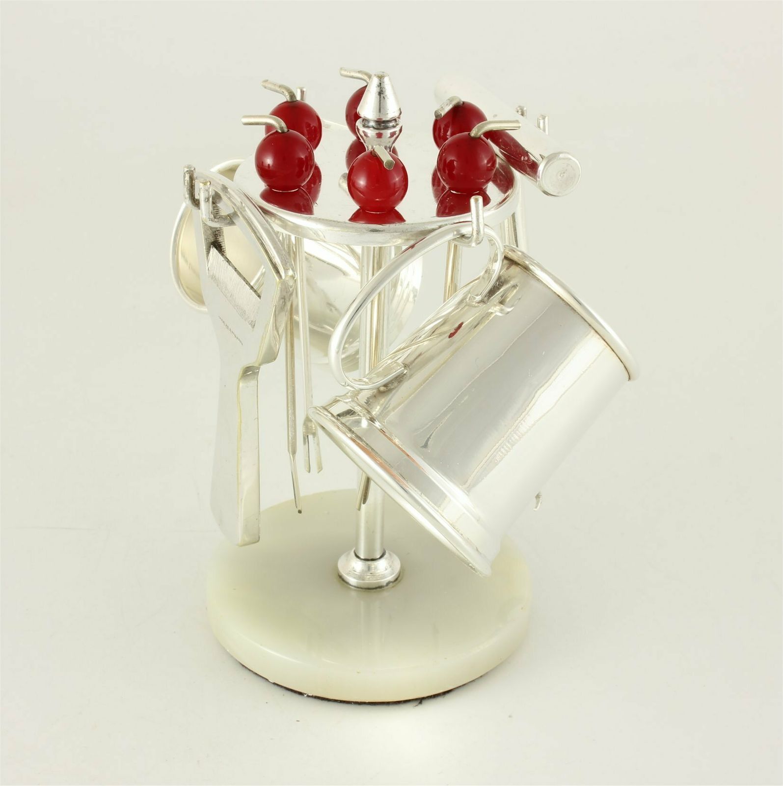 Vintage Bar Accessory Set. Silver Plate Cherry Cocktail Picks. Ph Vogel. photo Home Decor