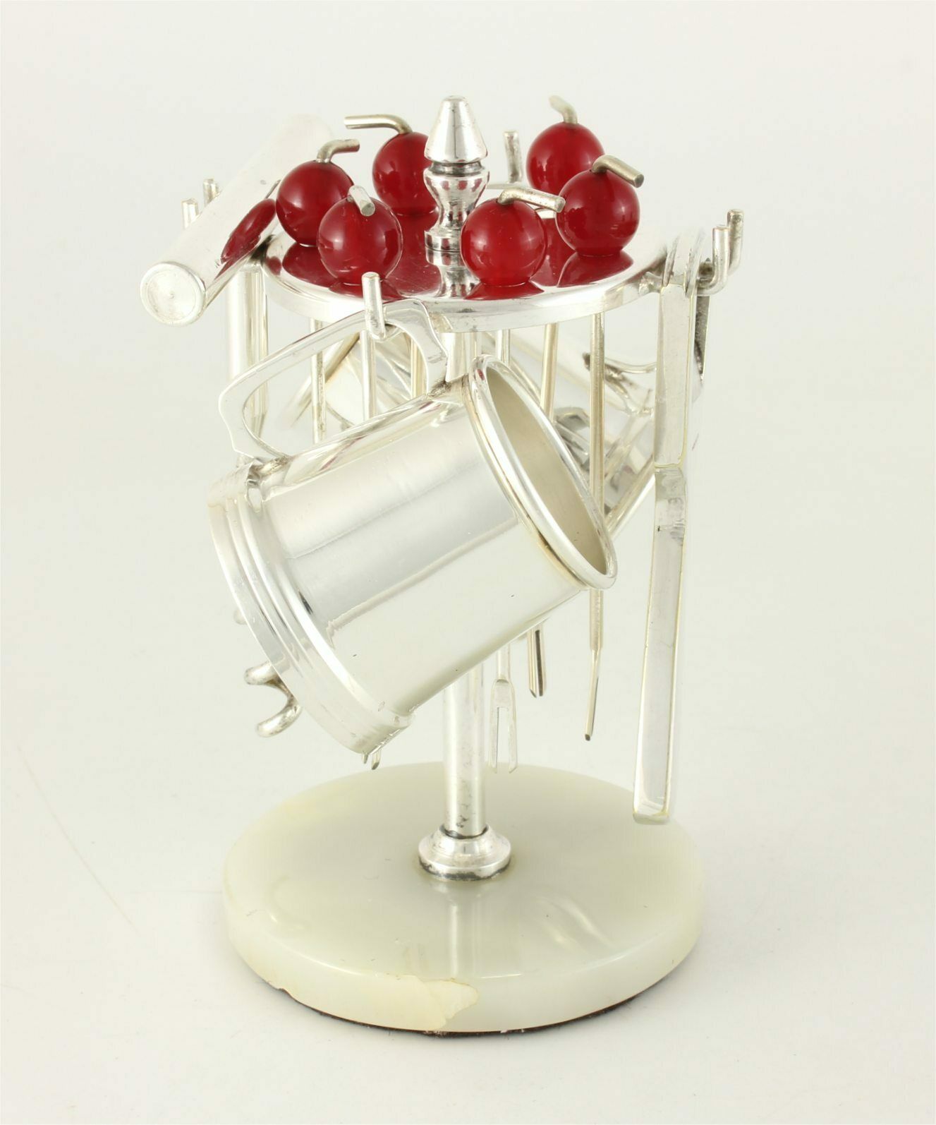 Home Decor Vintage Bar Accessory Set. Silver Plate Cherry Cocktail Picks. Ph Vogel. photo