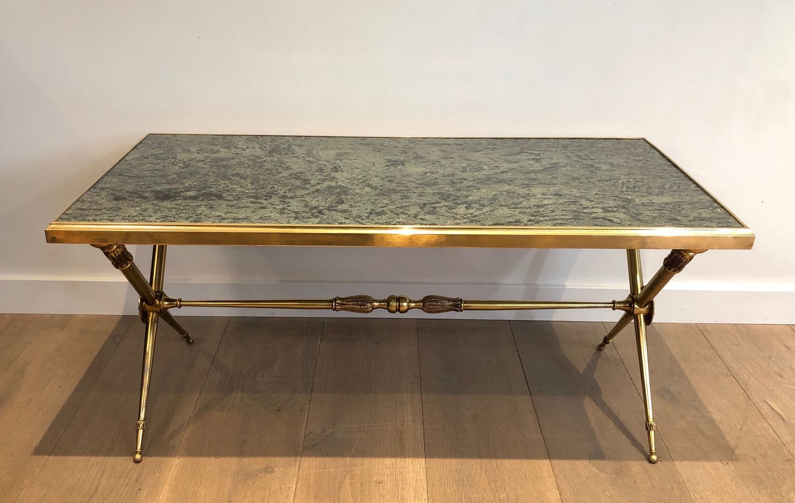 Neoclassical Style Coffee Table In Brass And Marble In The Style Of Raymond Subes photo furniture