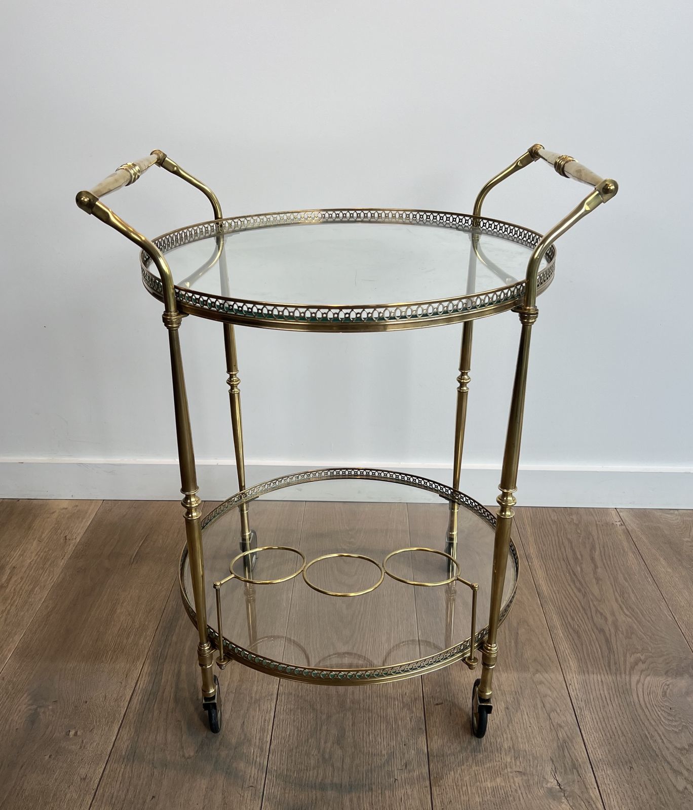 Round Brass Trolley In The Style Of Maison Jansen
