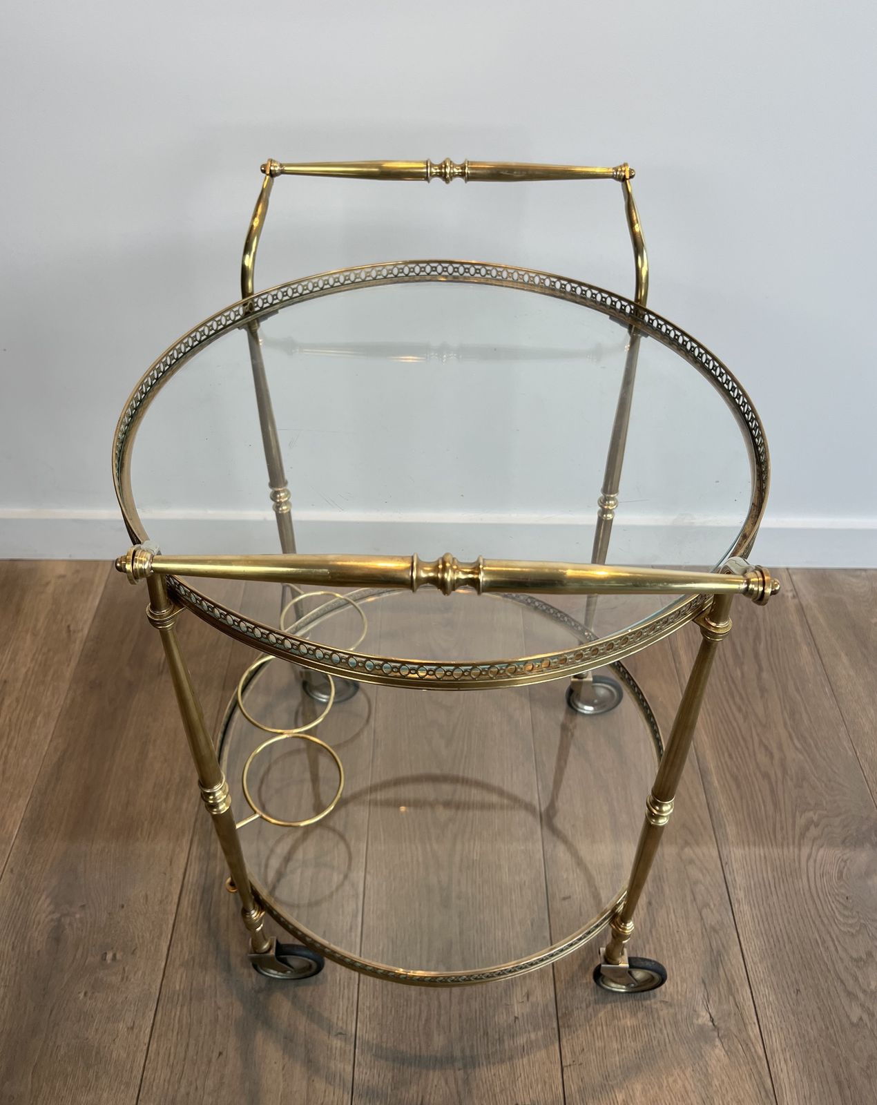 Round Brass Trolley In The Style Of Maison Jansen photo furniture