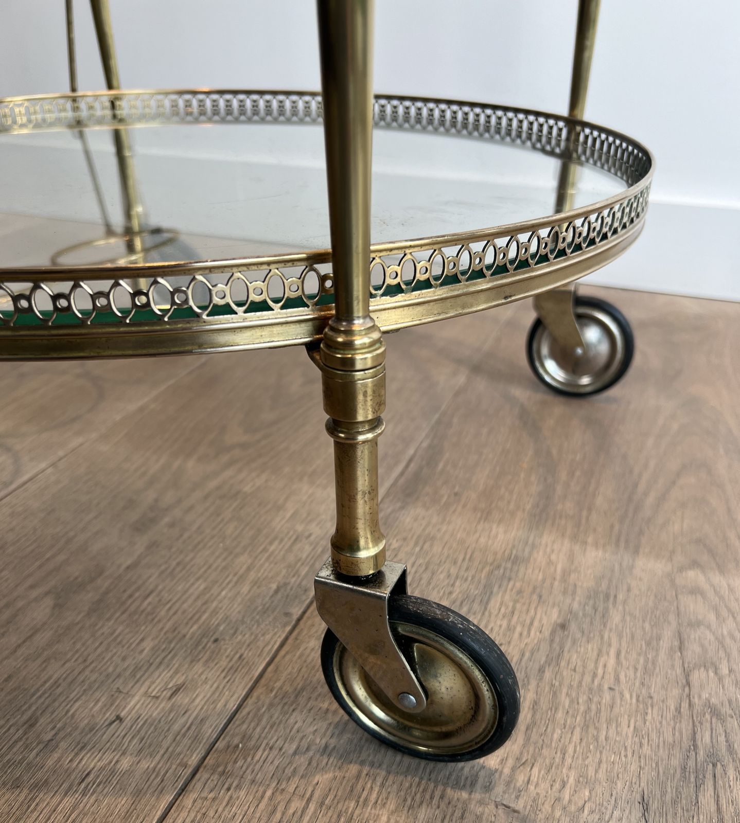 photo furniture Round Brass Trolley In The Style Of Maison Jansen