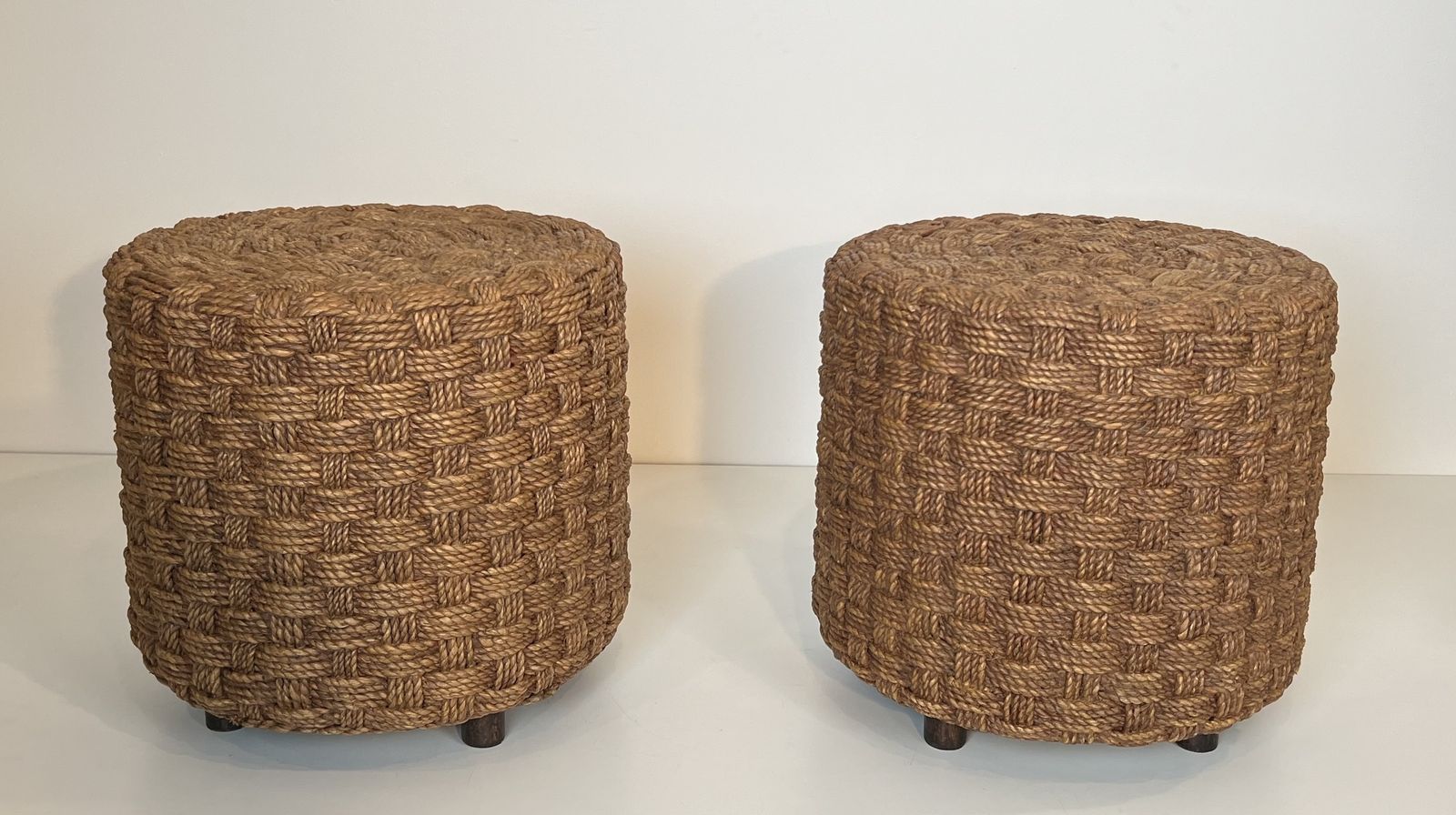 Pair Of Rope Stools In The Style Of Audoux Minet photo furniture