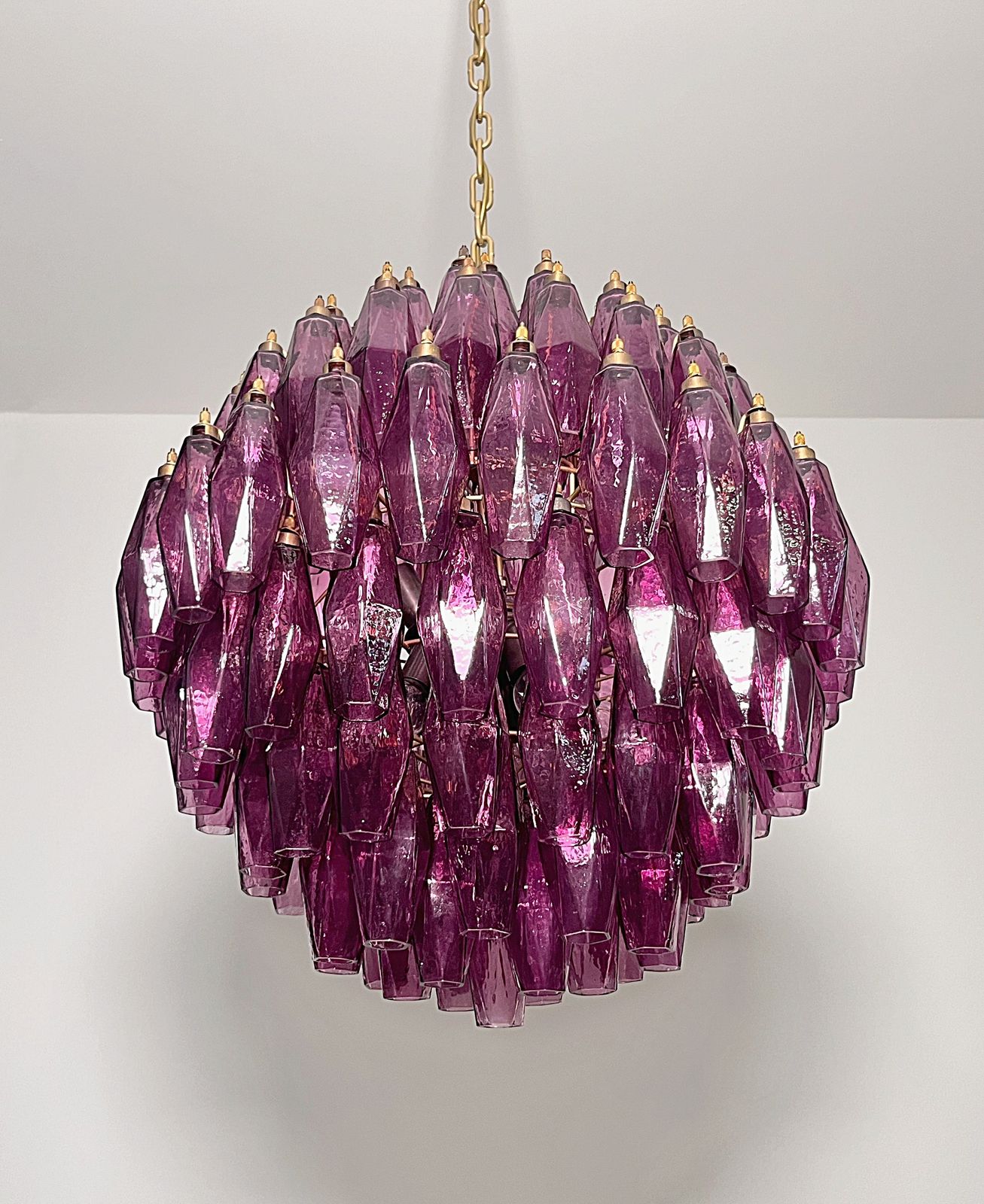 Amazing Spherical Murano Poliedri Candelier   140 Poliedri Amethyst photo vintage