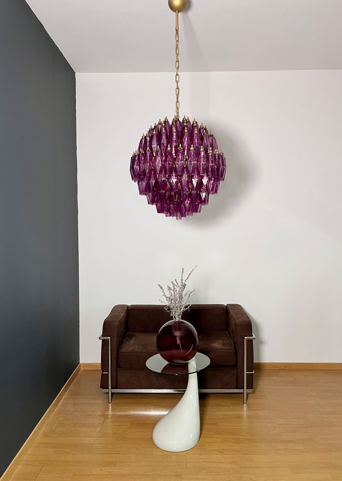 photo buy Amazing Spherical Murano Poliedri Candelier   140 Poliedri Amethyst