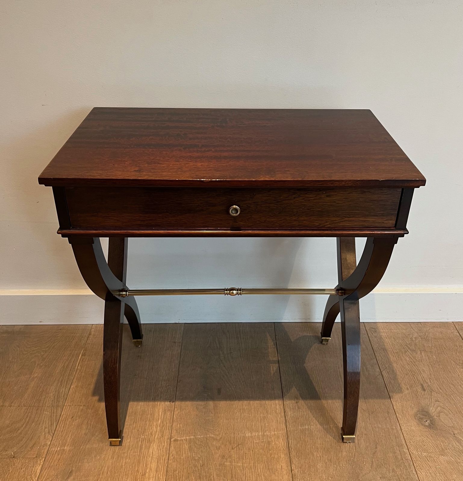 1250.0 Neoclassical Style End Table In Mahogany And Brass In The Style Of Maison Jansen photo