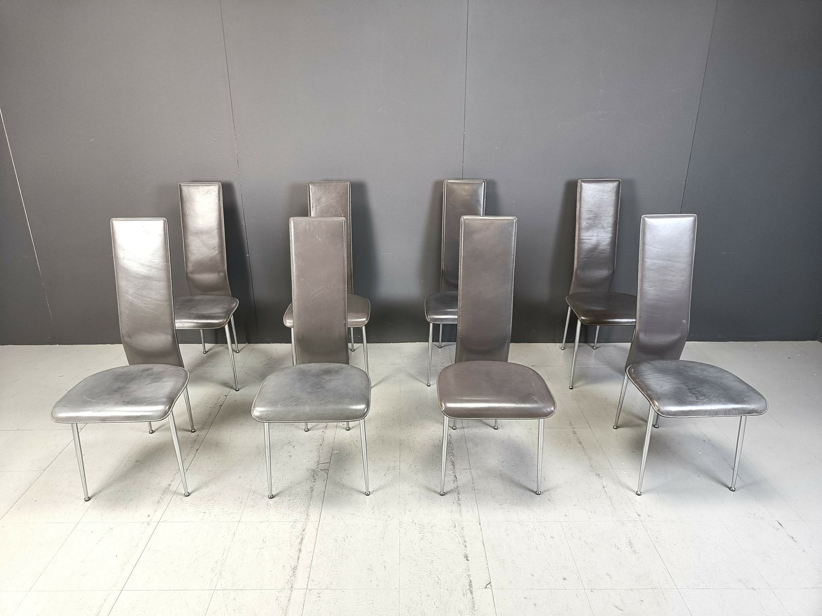Vintage Dining Chairs By Giancarlo Vegni For Fasem, Set Of 8, 1980s