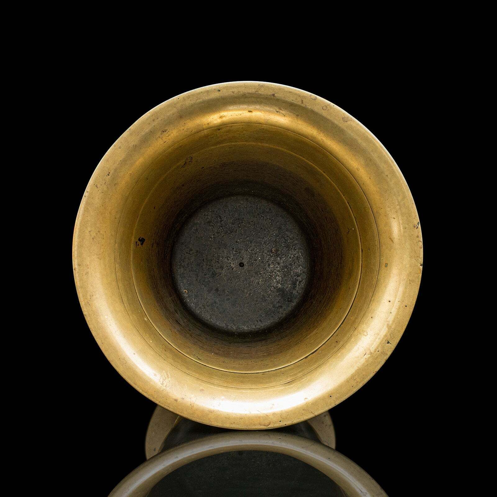 Antique Chemist's Mortar & Pestle, English Brass Apothecary Aid, Victorian, 1850 photo vintage