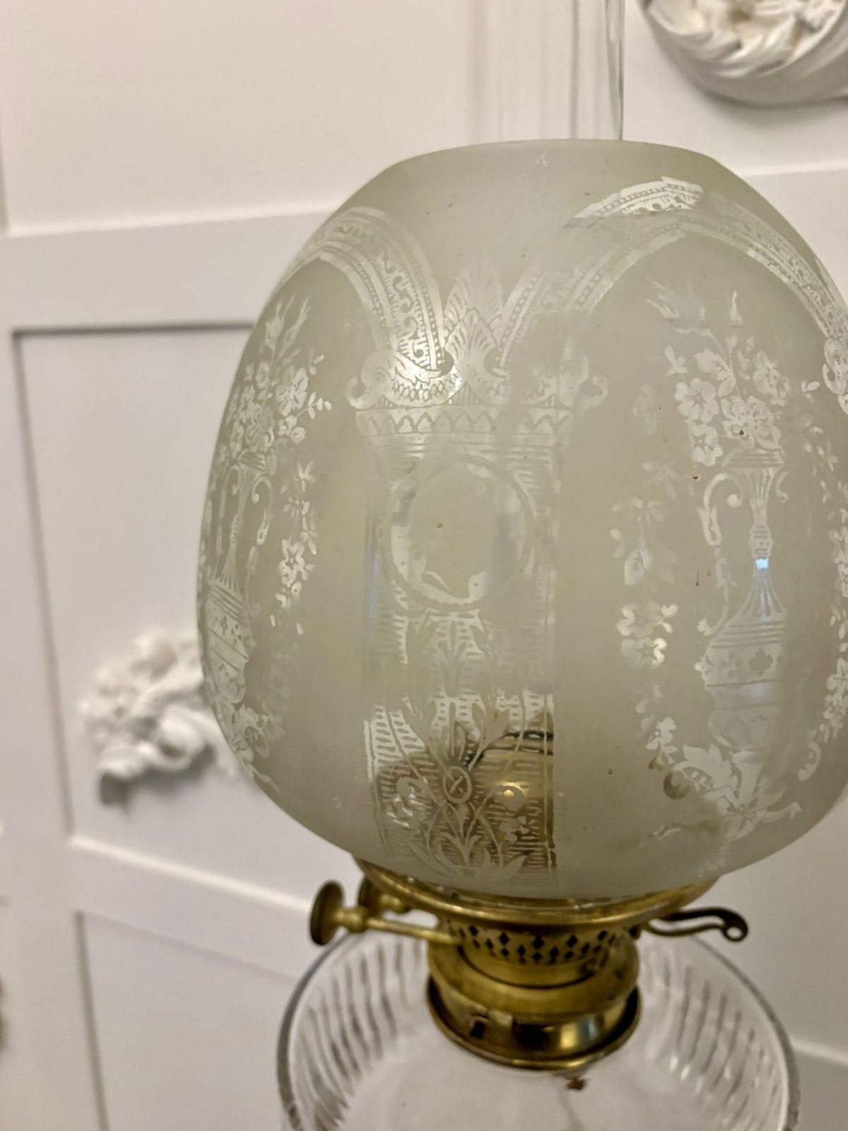 Unusual Outstanding Quality Large Antique 19th Cenutry Porcelain Oil Lamp photo furniture