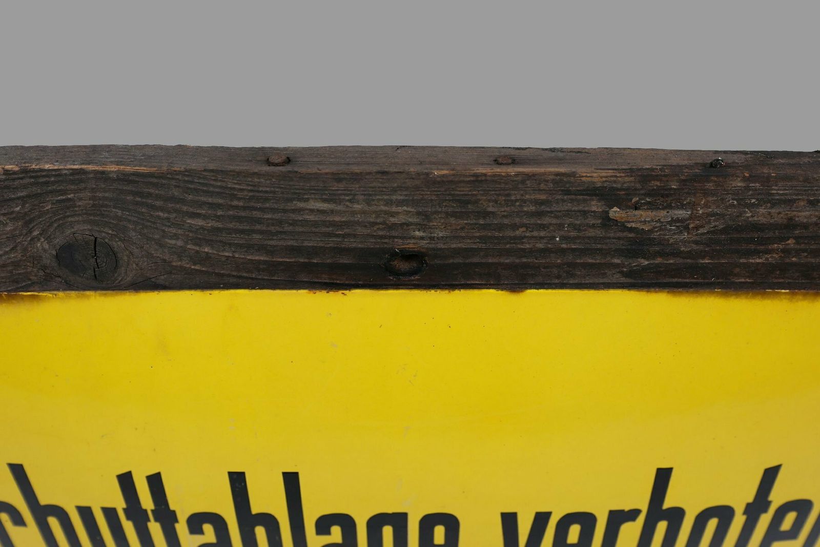 photo furniture Vintage German Yellow Enamel Sign, 1900