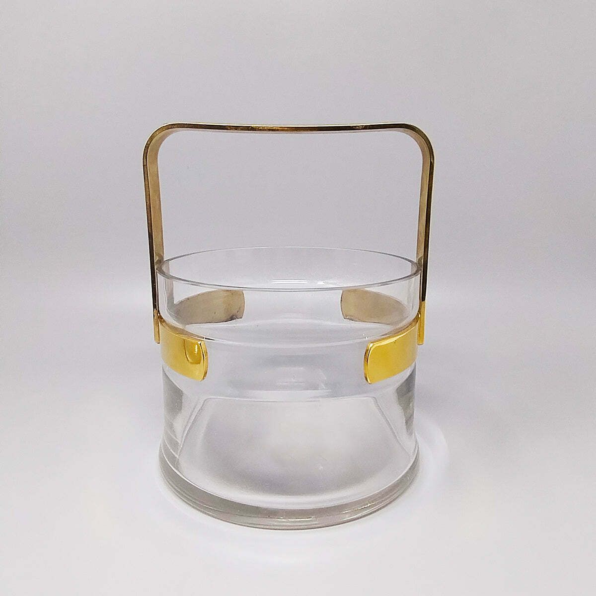 1970s Gorgeous Cocktail Shaker With Ice Bucket By Dorval In Gold Plate 24k And Crystal. Made In Italy photo vinterior