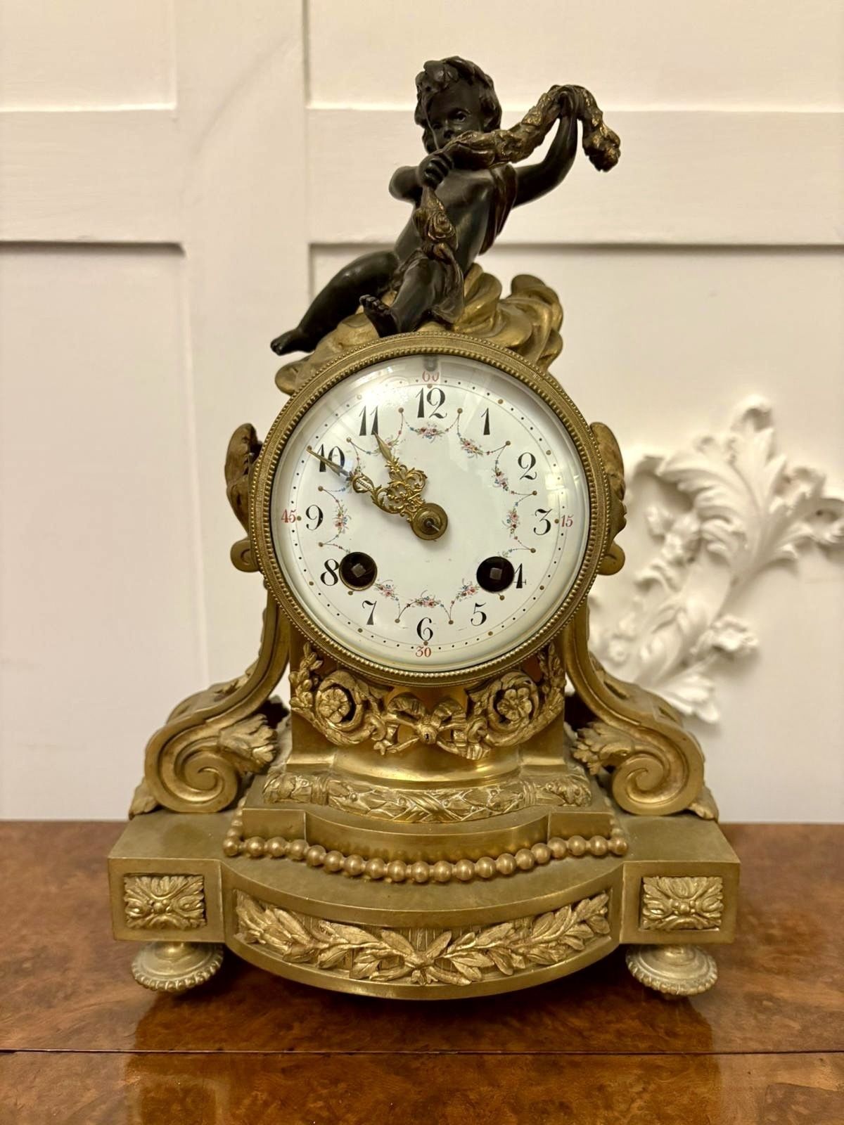 Antique 19th Century French Quality Ornate Ormolu And Bronze Mantle Clock photo buy