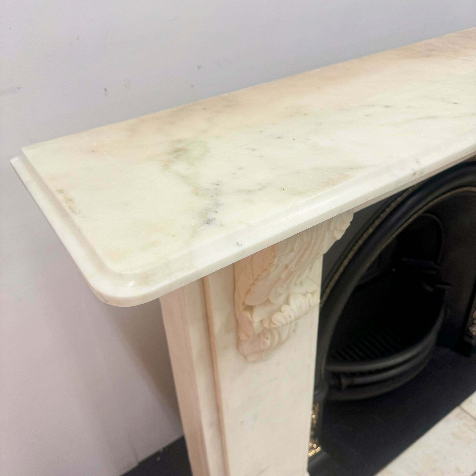 5250.0 Antique Victorian Statuary Marble Chimneypiece With Carved Corbels photo