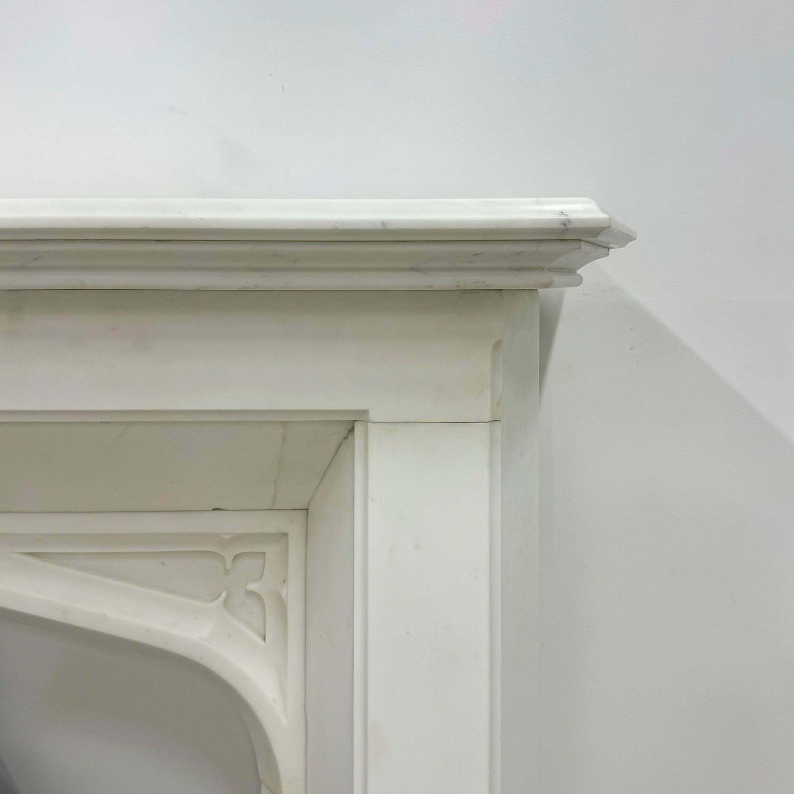 Antique Gothic Revival Statuary Marble Fireplace photo furniture