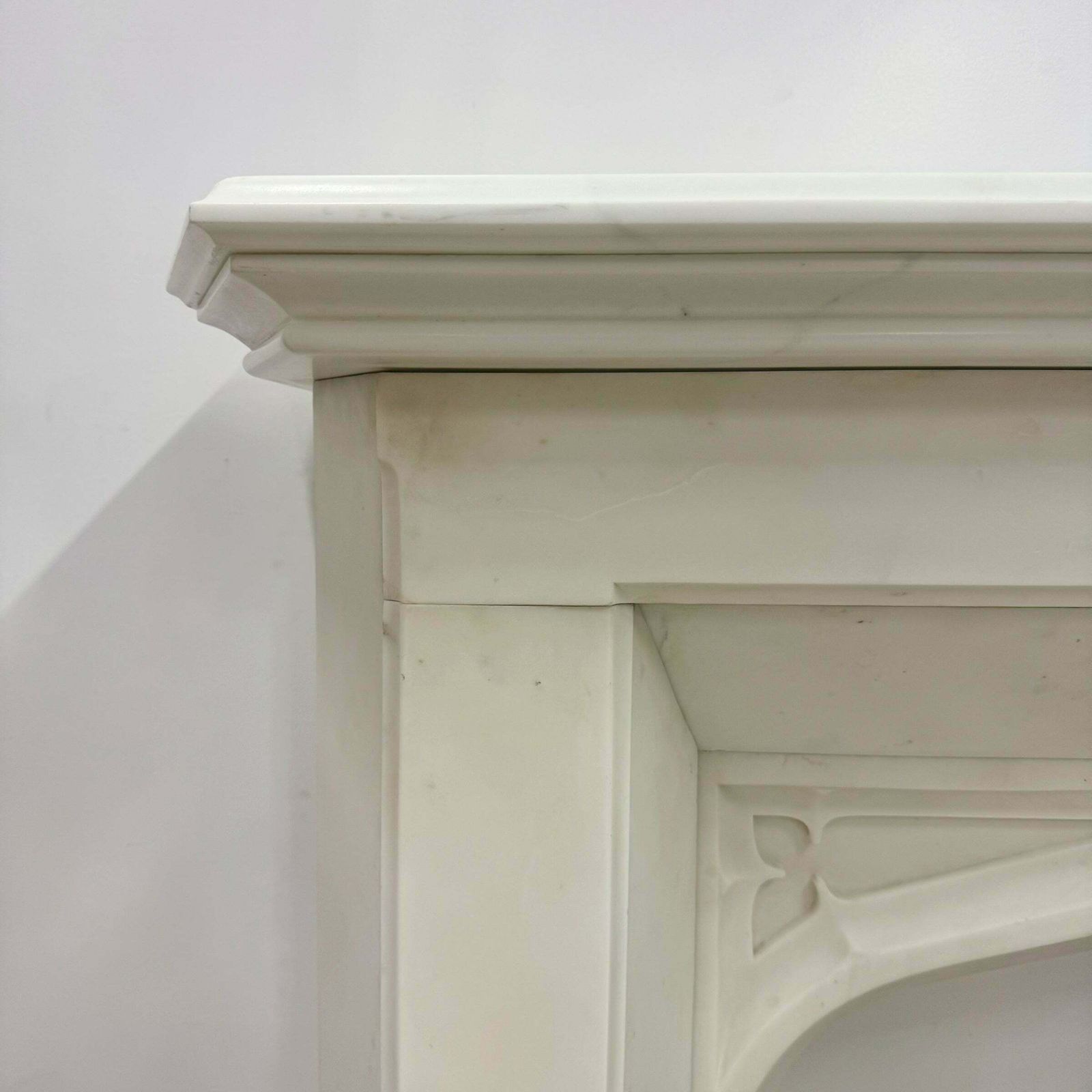 8500.0 Antique Gothic Revival Statuary Marble Fireplace photo