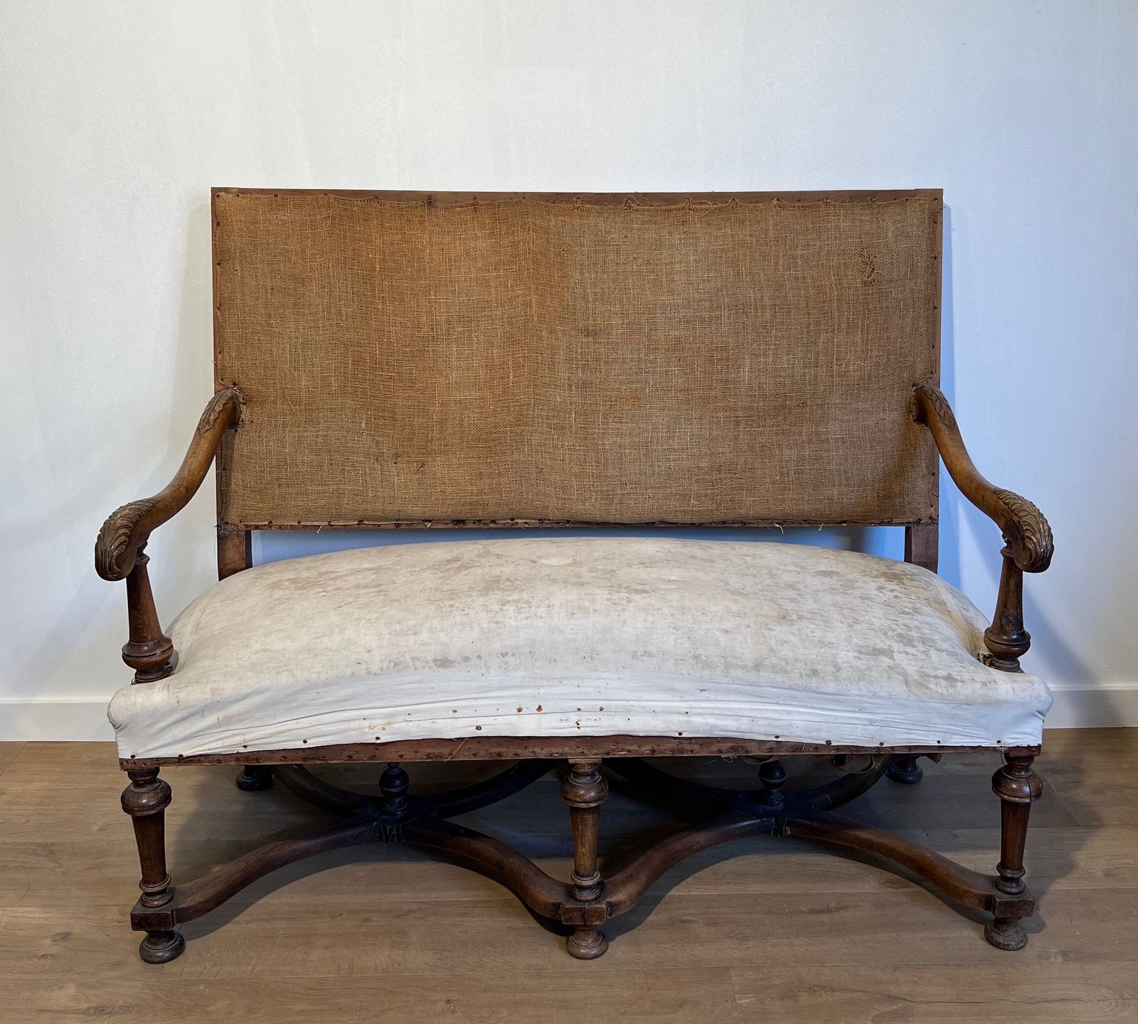 Louis XIII Style High Back Walnut Sofa