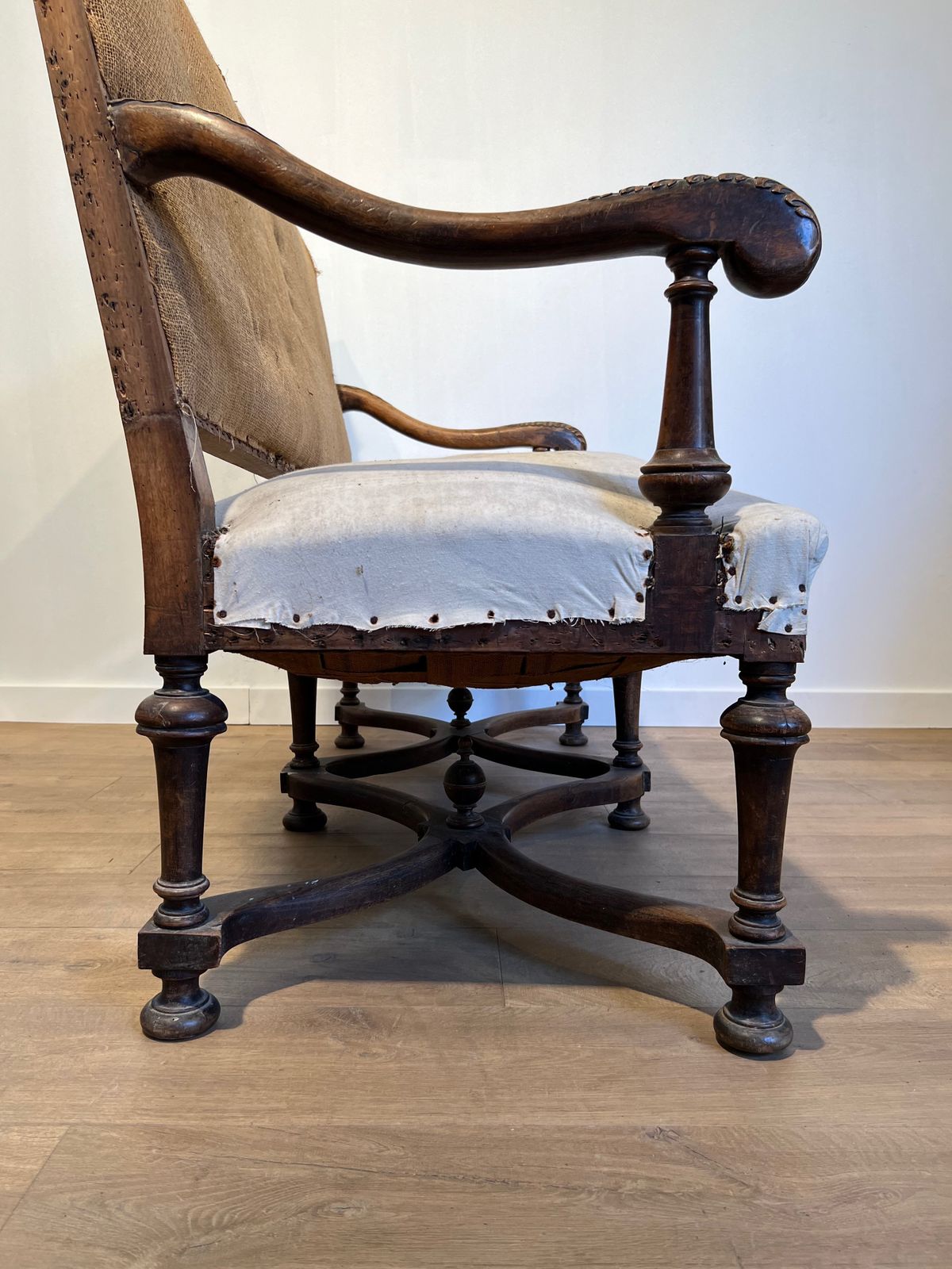 Louis XIII Style High Back Walnut Sofa photo buy