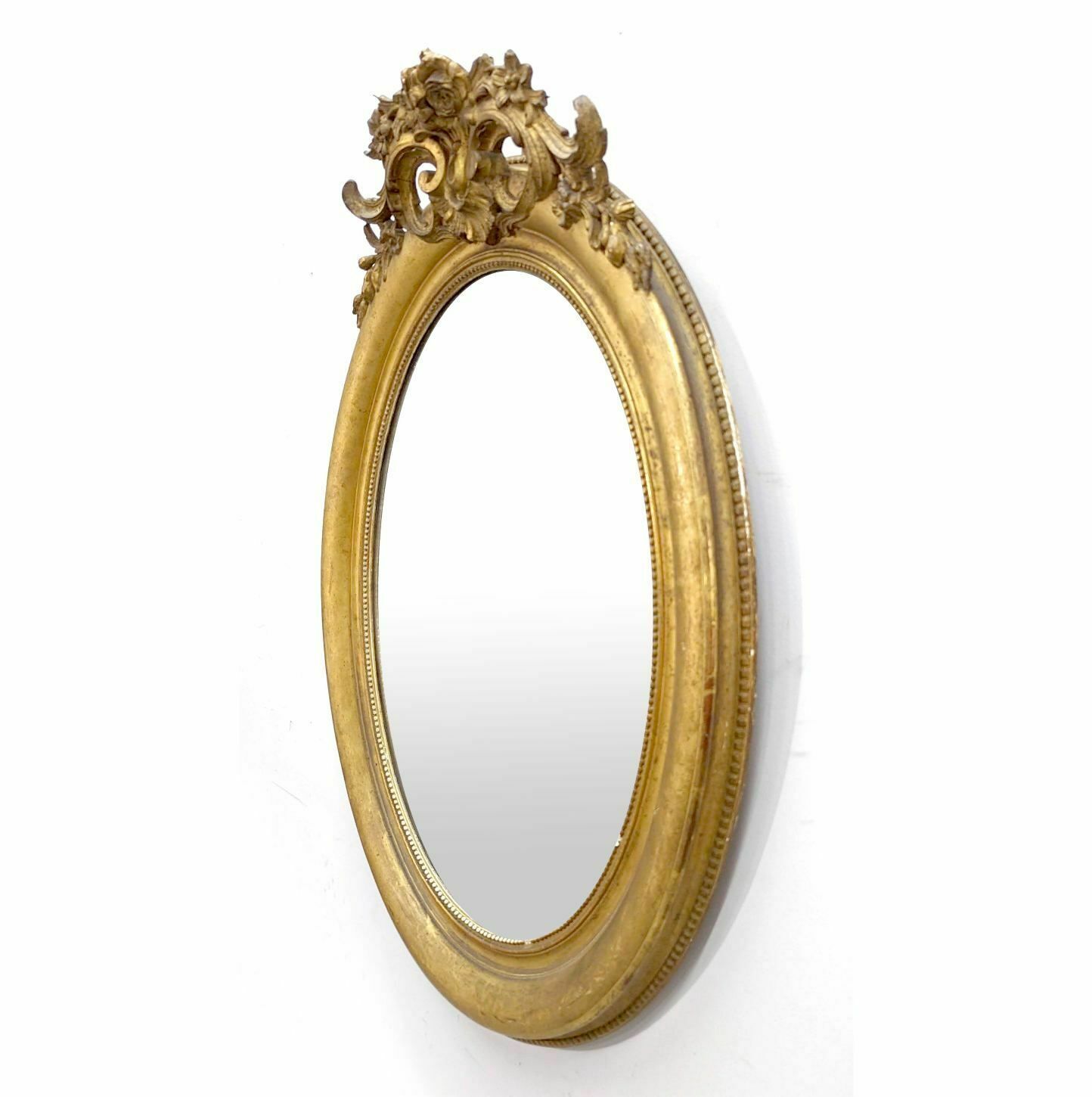 Napoleon III Oval Mirror In Gilded Stucco, 19th Century photo furniture
