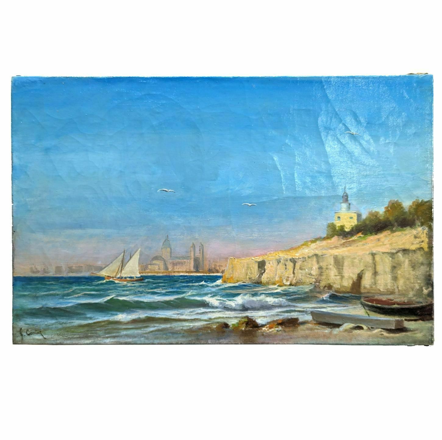Oil Painting On Canvas Marine By François Gautier (1842 1917)