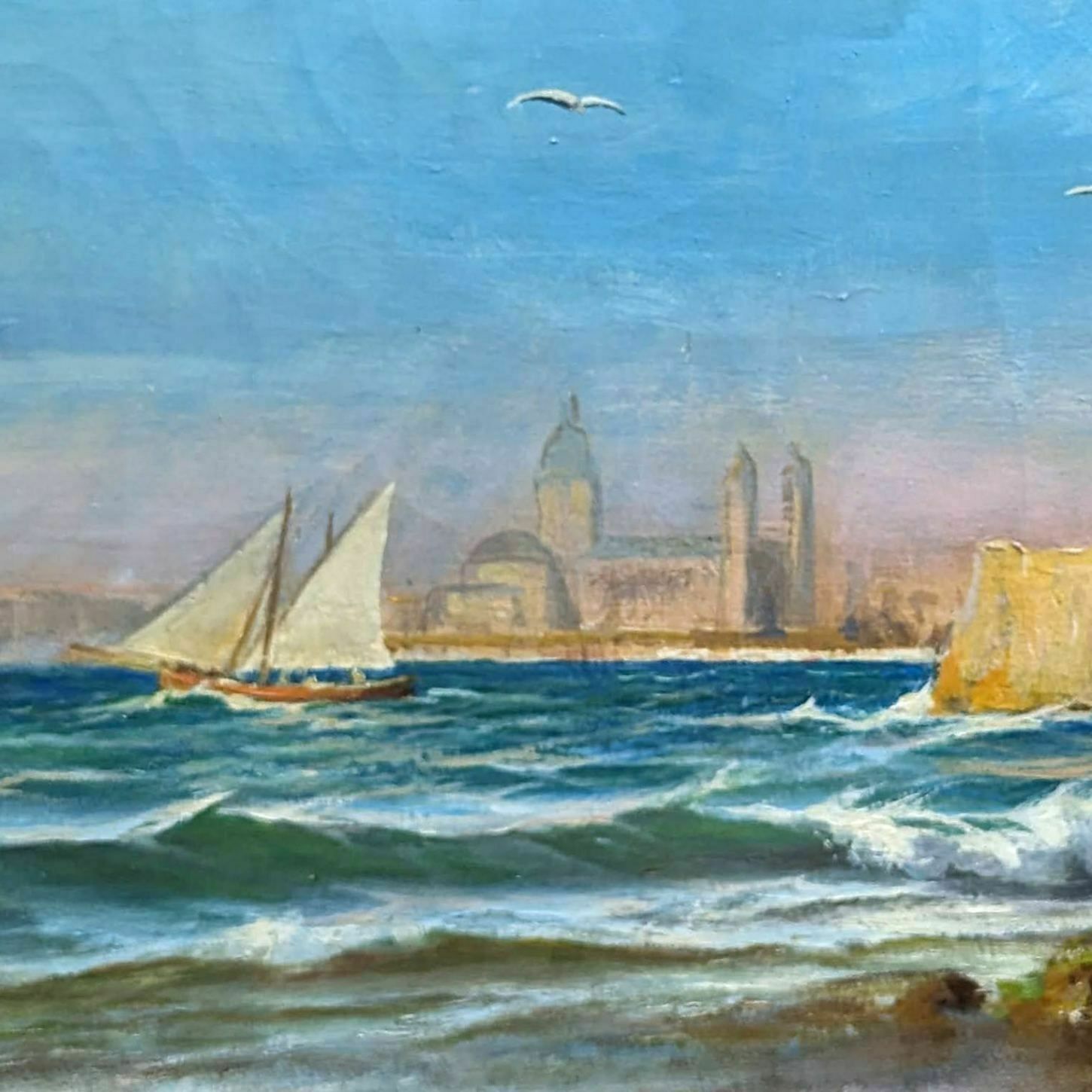 Oil Painting On Canvas Marine By François Gautier (1842 1917) photo furniture