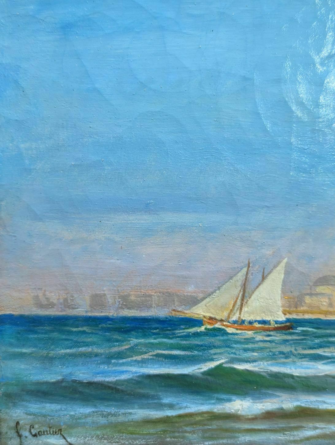 photo furniture Oil Painting On Canvas Marine By François Gautier (1842 1917)