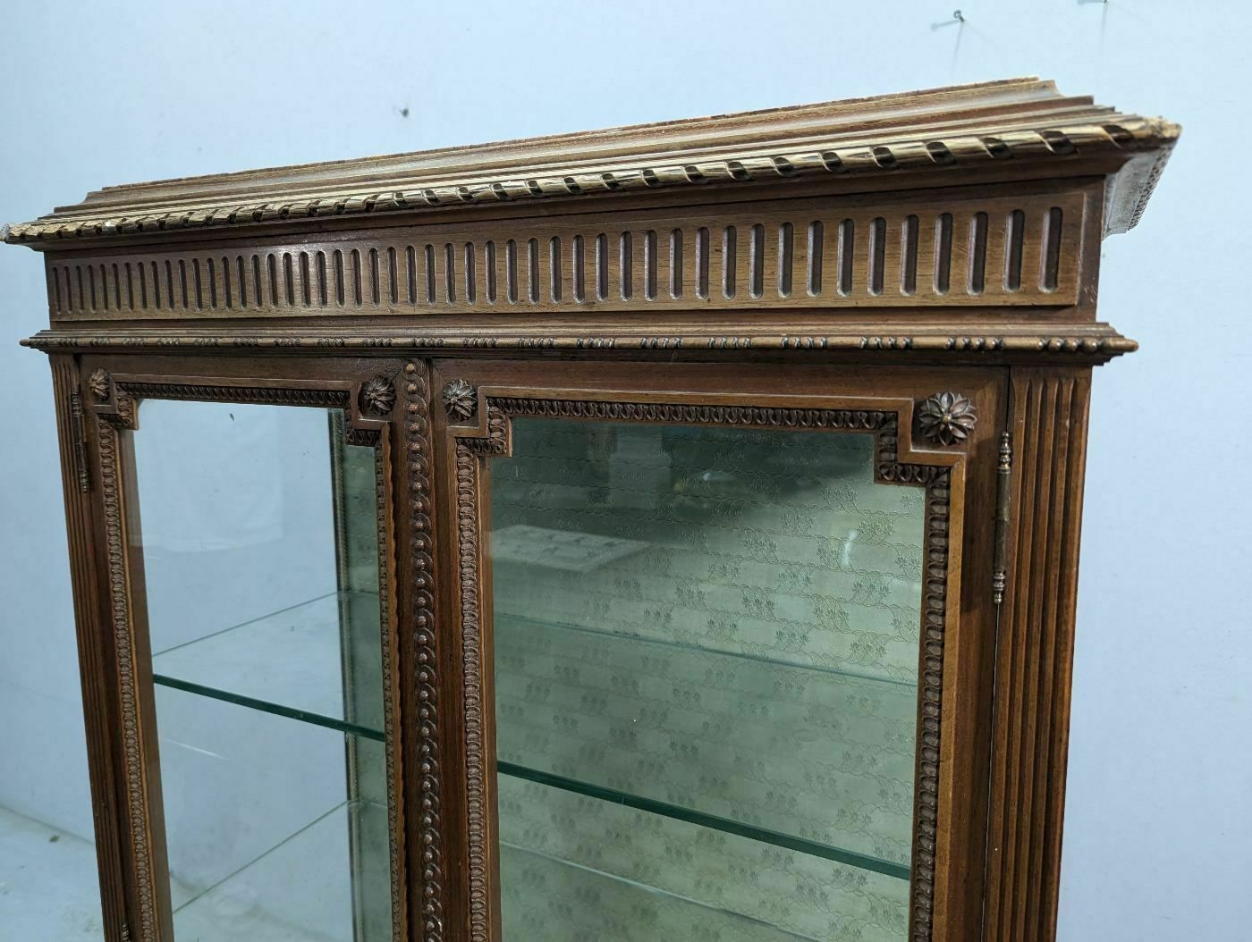Collector's Display Case In Walnut 1900 Louis XVI Style photo Furniture