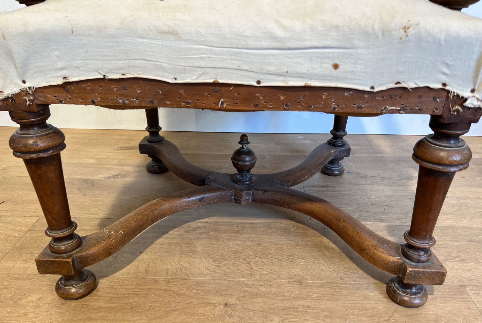photo for sale Pair Of Louis XIII Style High Back Walnut Armchairs