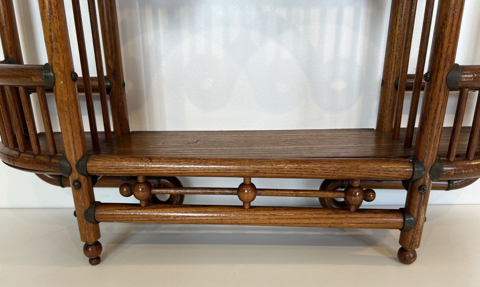photo for sale Arts & Crafts Vintage Bentwood And Brass Wall Shelf