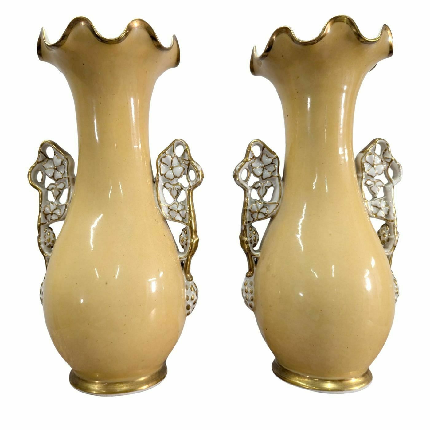 19th Century Paris Porcelain Vases Painted With Roses (Pair) photo furniture