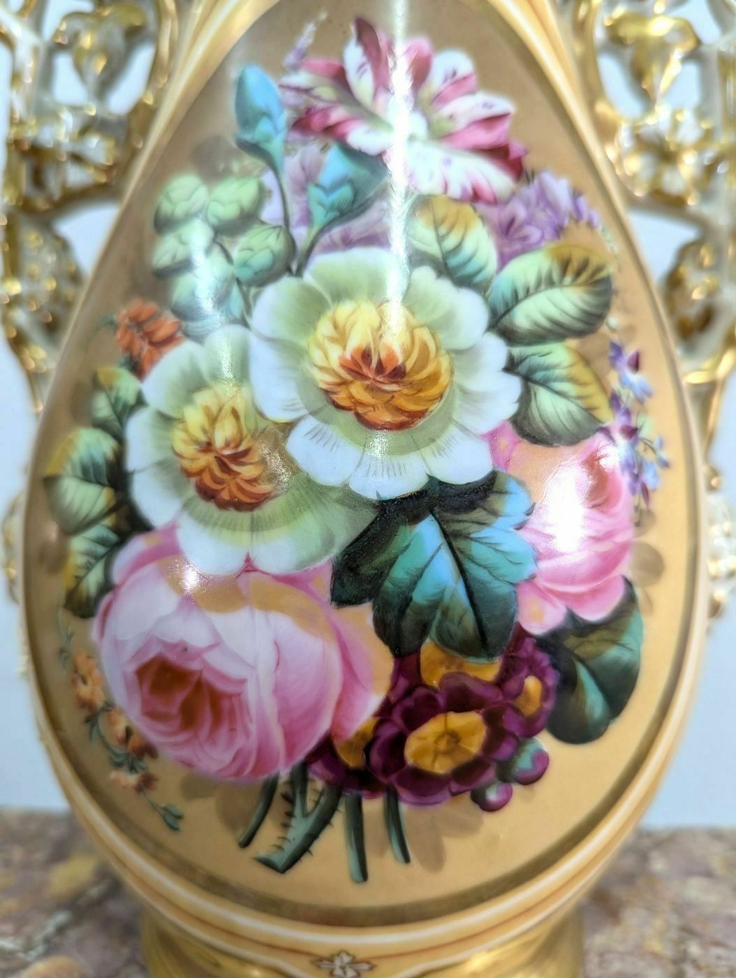 19th Century Paris Porcelain Vases Painted With Roses (Pair) photo 1970.0