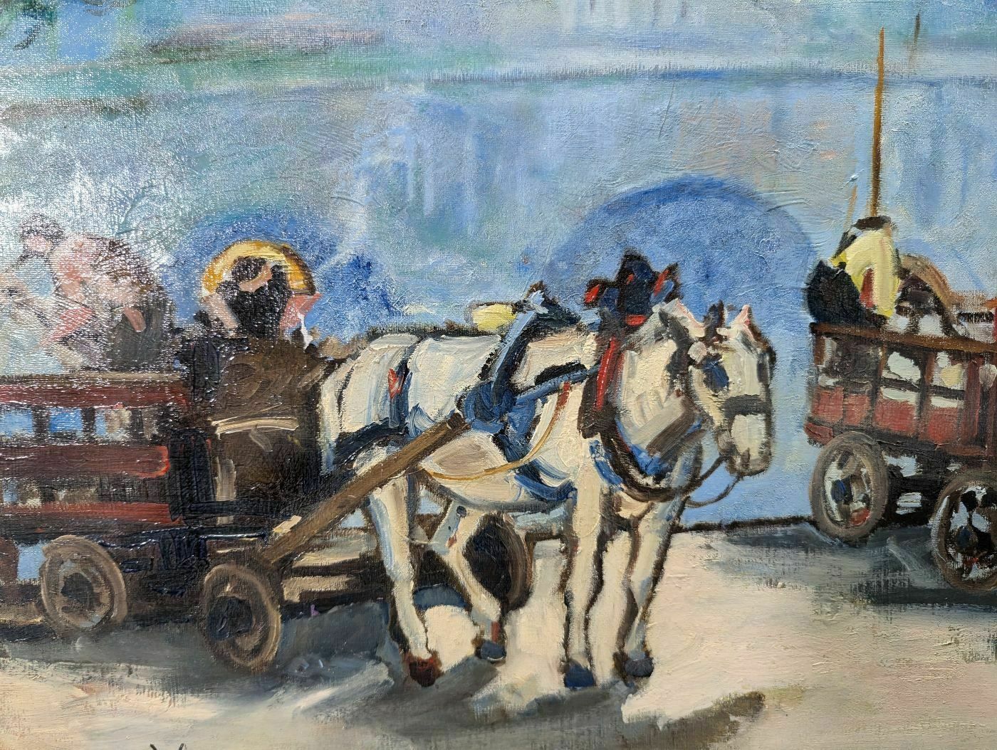 Parisian Scene On The Banks Of The Seine Gustave Madelain Oil Painting photo for sale