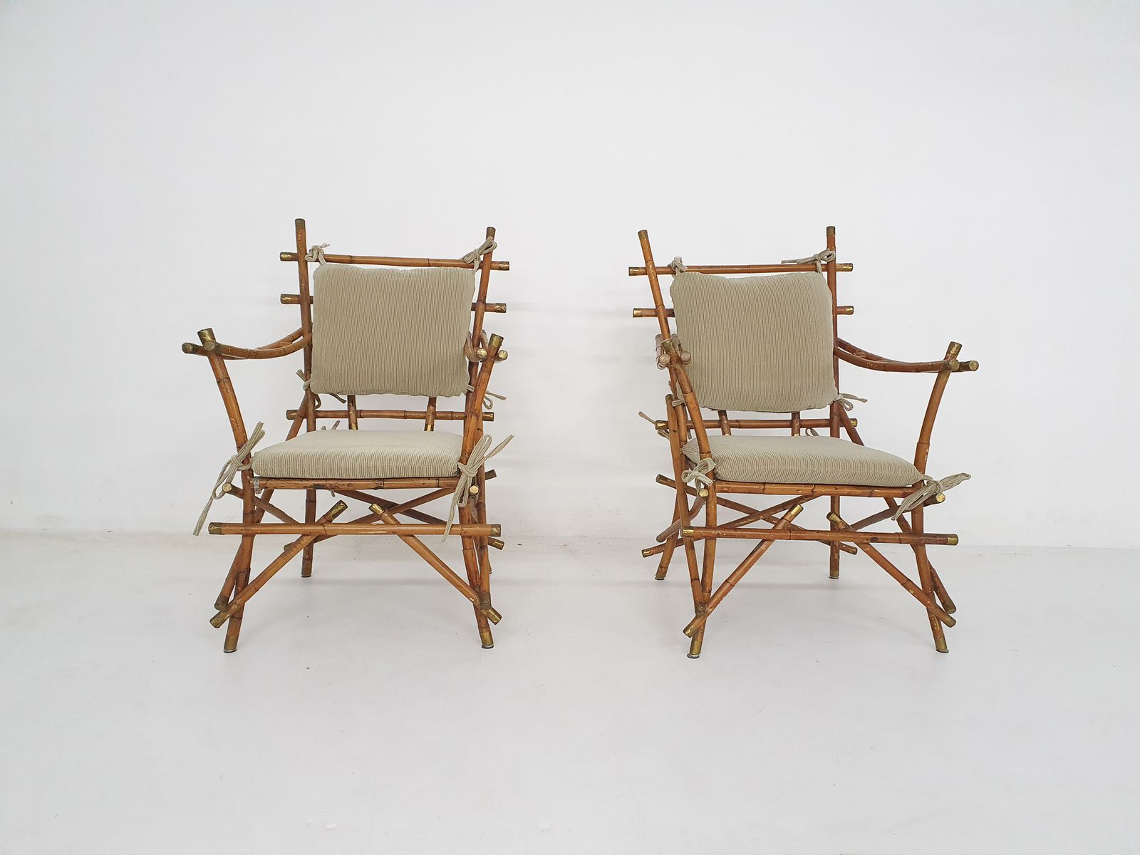 Set Of Two Bamboo Arm Chairs, Italy 1960's