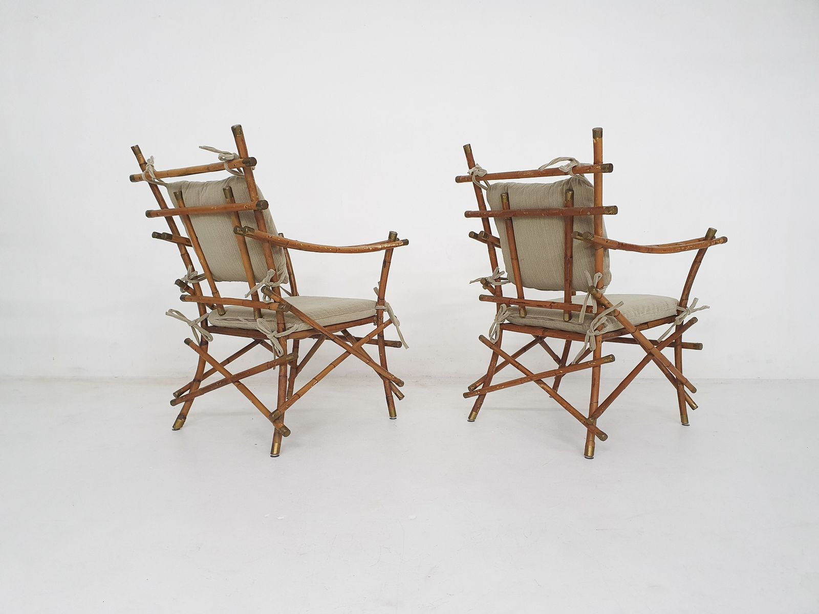 Set Of Two Bamboo Arm Chairs, Italy 1960's photo vinterior