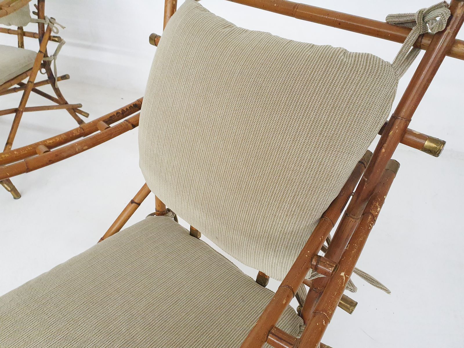 Furniture Set Of Two Bamboo Arm Chairs, Italy 1960's photo