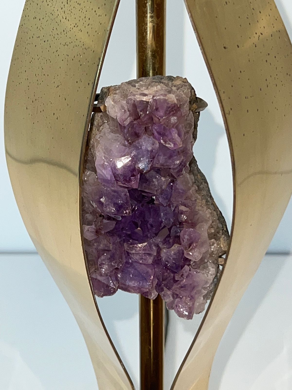 photo furniture Important Sculptural Brass Lamp Composed Of An Amethyst By Willy Daro