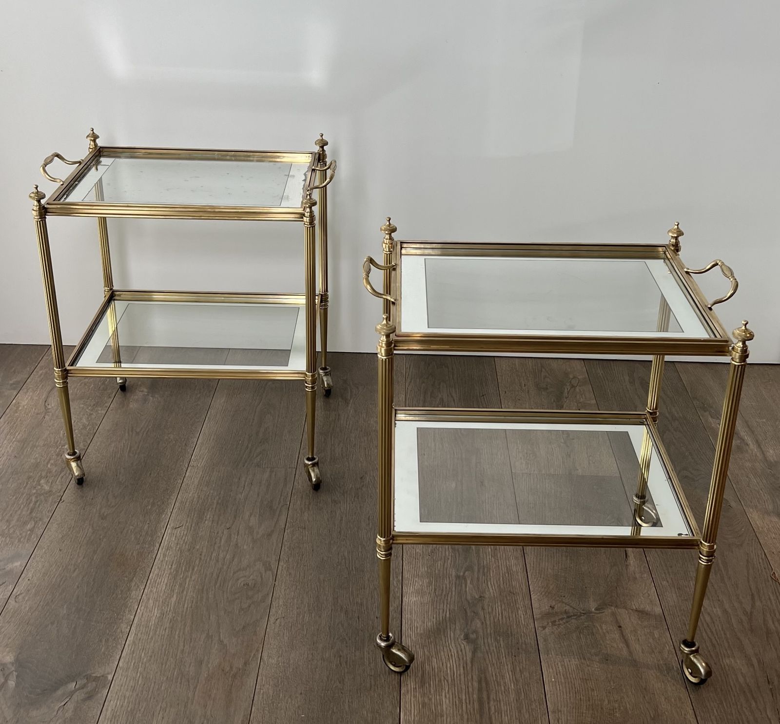 Rare Pair Of End Tables Forming Rolling Tables With Removable Top Trays From Maison Jansen photo furniture