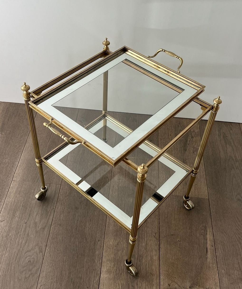 Rare Pair Of End Tables Forming Rolling Tables With Removable Top Trays From Maison Jansen photo buy