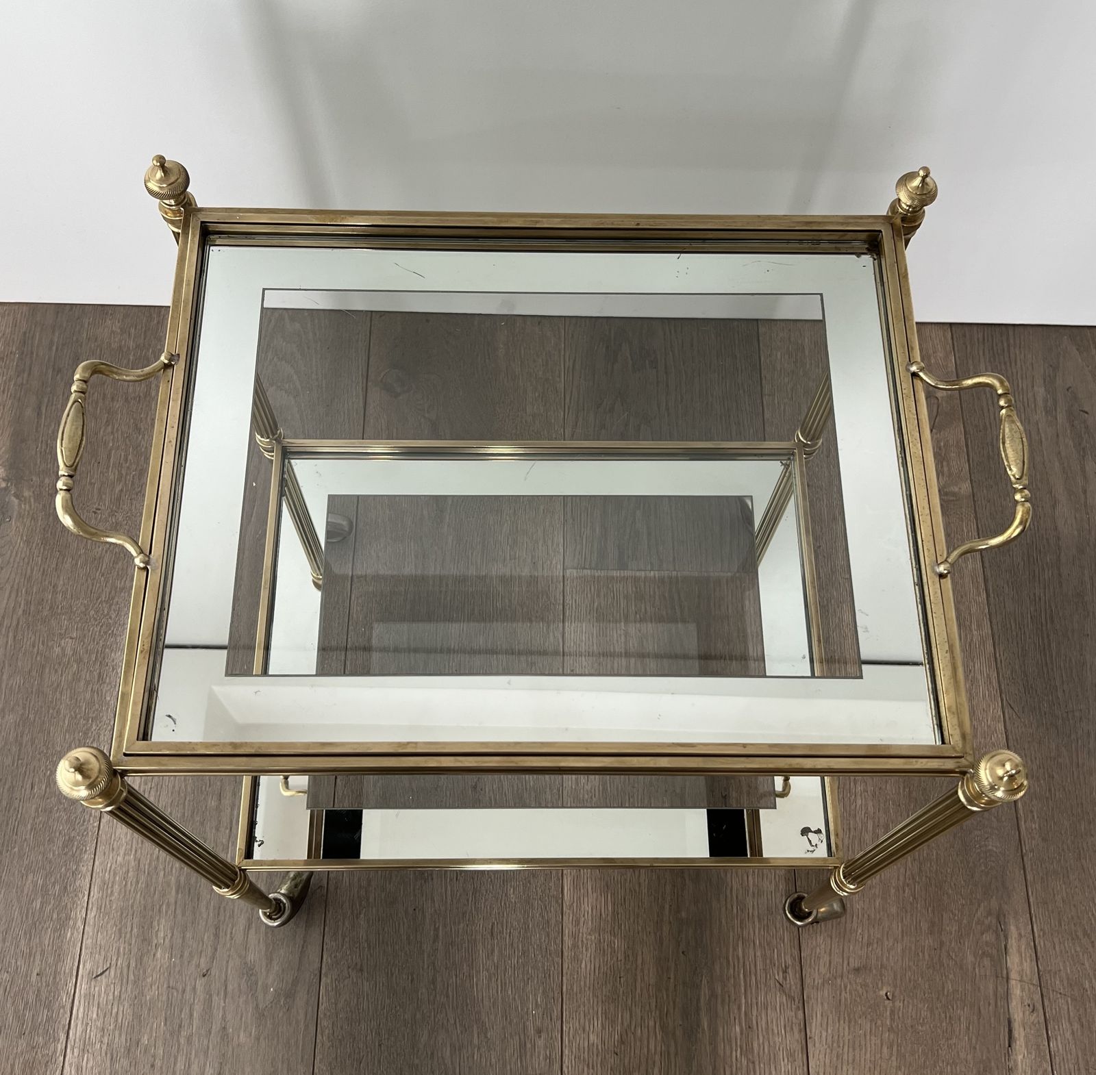 photo vinterior Rare Pair Of End Tables Forming Rolling Tables With Removable Top Trays From Maison Jansen