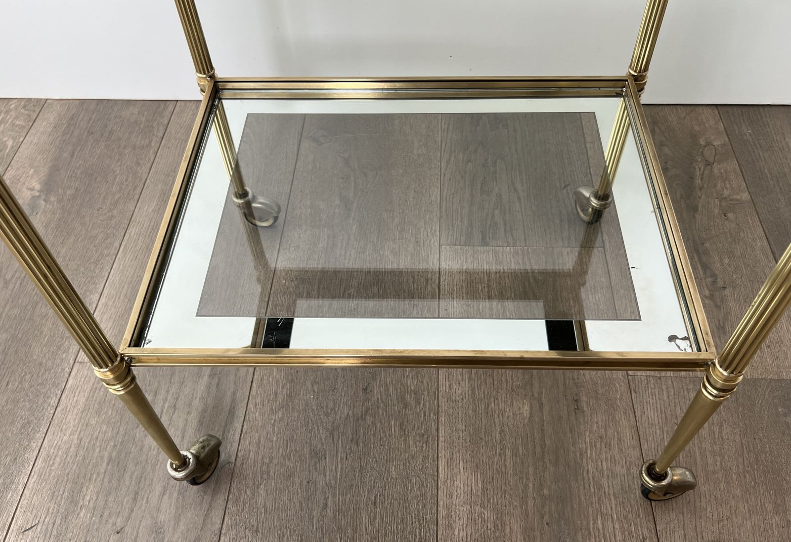 photo buy Rare Pair Of End Tables Forming Rolling Tables With Removable Top Trays From Maison Jansen