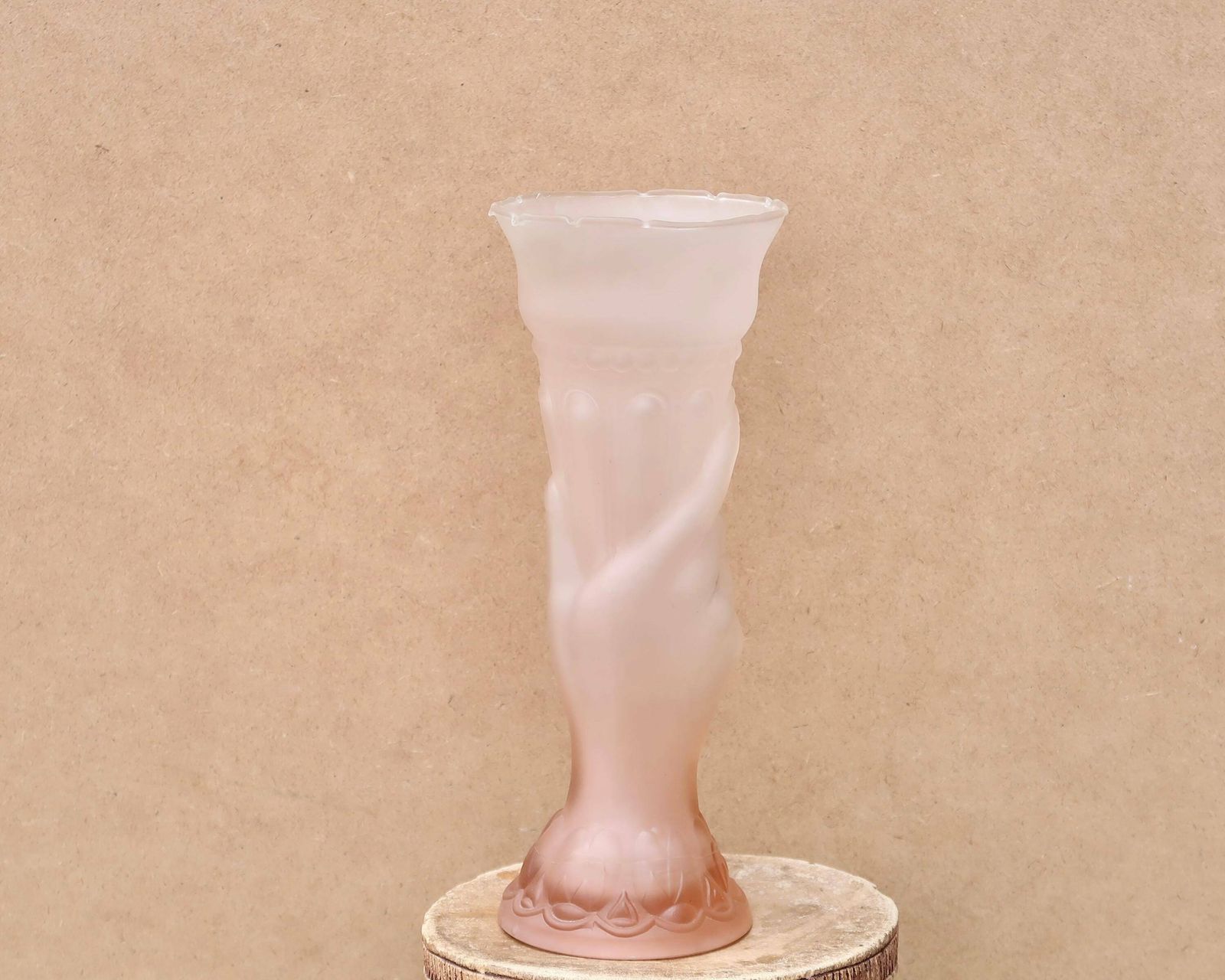 Italian Pale Pink Vase, Hand Decor, 1960s / Made In Italy, Empoli, Genie Bottle Family