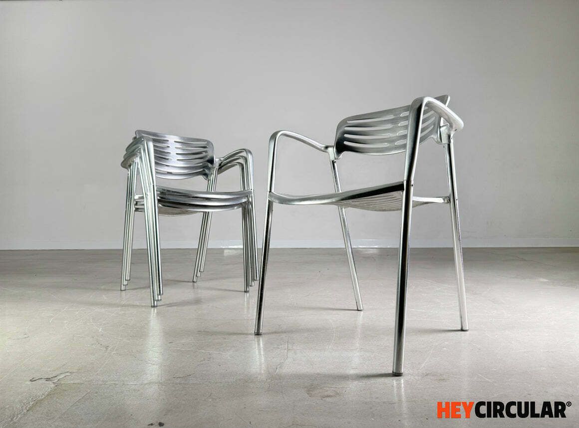 Set Of 4 Toledo Chairs Amat 3 Jorge Pensi Aluminum Design Garden Chair photo for sale
