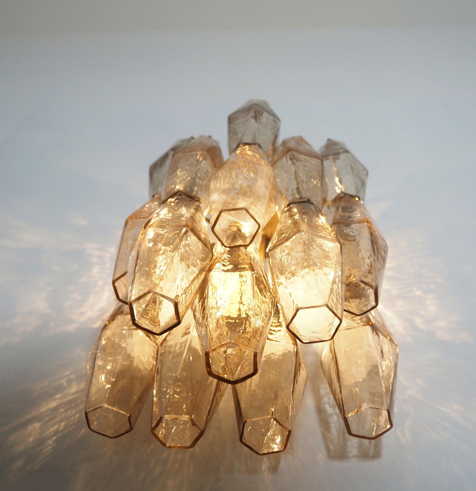 photo buy Vintage Murano Italian Poliedri Smoked Glass Wall Sconces
