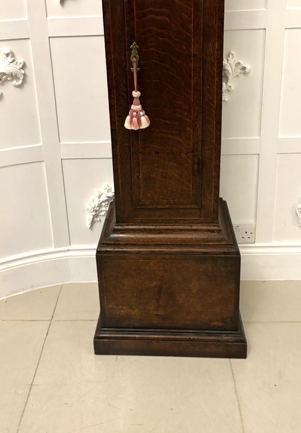 Outstanding Quality Antique 18th Century Oak And Burr Oak Brass Face Longcase Clock photo furniture