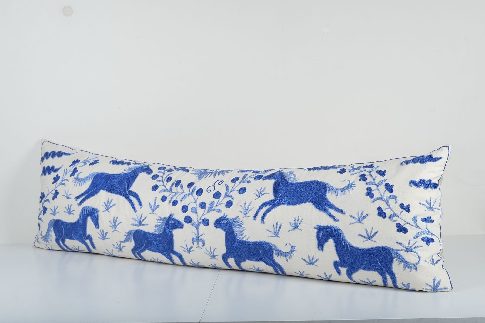 Suzani Horse Bedding Pillows Made From Tashkent Suzani, Hippie Extra Long Pictorial Cushion photo Textiles