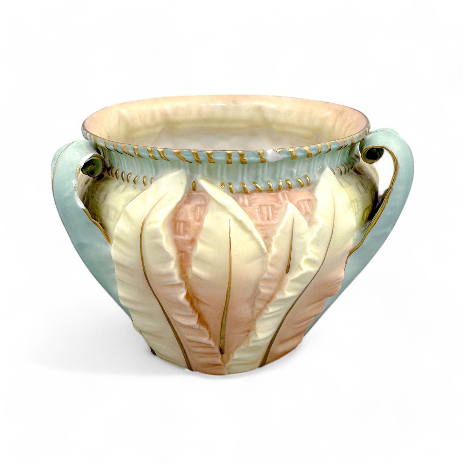 Antique Art Nouveau Royal Worcester Porcelain Blush Planter Jardiniere Cache Pot photo for sale