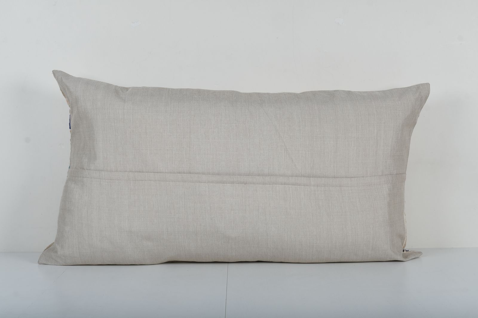 Vintage Suzani Lumbar Pillow Cover, Beige Bedding Cushion Cover, 1960s Handmade Bird Samarkand Uzbek Suzani Textile Art photo for sale