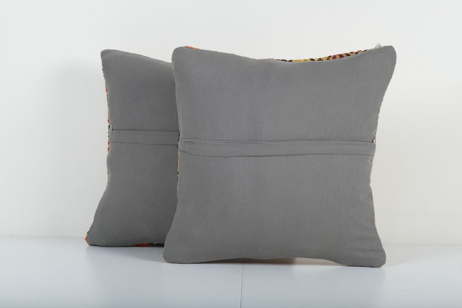 Pair Striped Turkish Kilim Pillow Cover, Set Orange Handwoven Kilim Pillow photo furniture