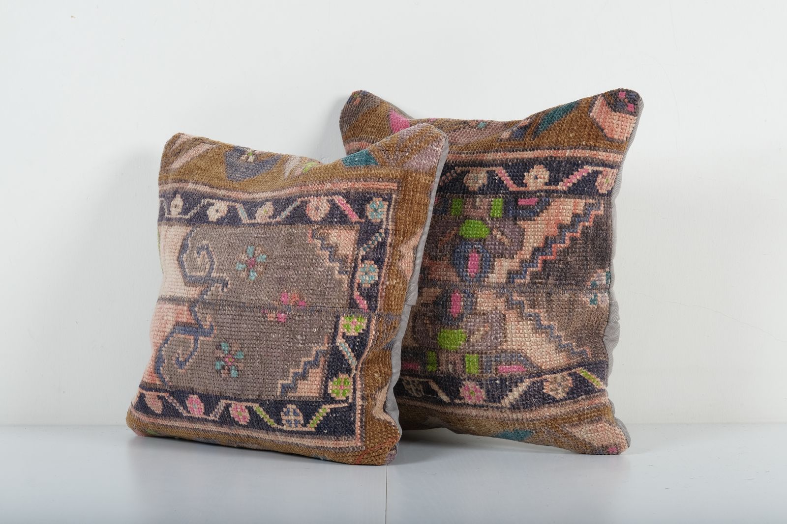 Pillow Cover, Set Handwoven Tan Oushak Pillow, Pair Bohemian Oushak , Couch Aztec Pillow photo furniture