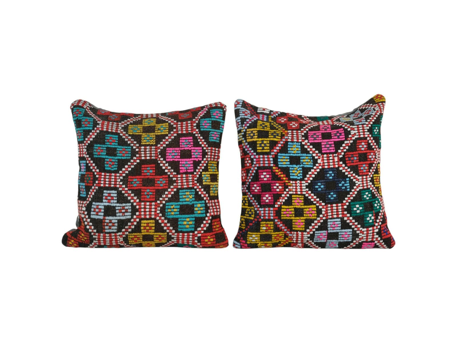 Handmade Turkish Kilim  Cover, Set Of Two Kilim Pillow Cases Fashioned From A Late 19th Century